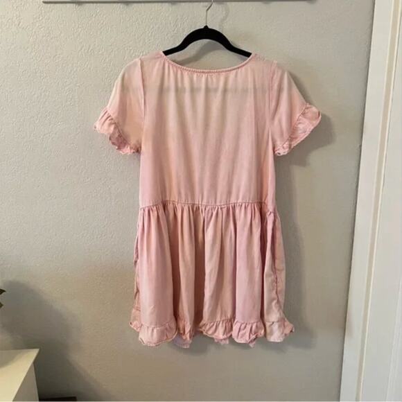Free People Sadie Denim Tunic Mini Dress in Cotton Candy Pink - Picture 6 of 8
